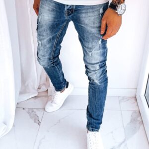 Dstreet Stylové modré rifle s dírami