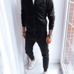 Dstreet Sportovní jednoduchý černý pánský komplet