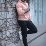 Dstreet Nevšední růžovo-černá tepláková souprava