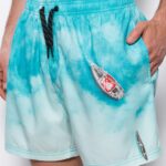 Ombre Clothing Veselé modré plavky s dovolenkovým motivem SRBS0125-V8