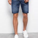 Ombre Clothing Bavlněné riflové pohodlné kraťasy W310
